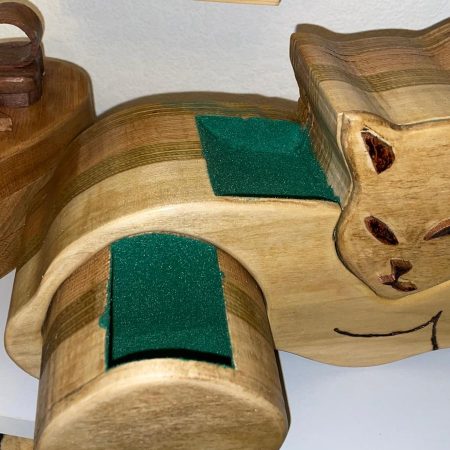 Felix the Guardian: Handcrafted Wooden Box with Customizable Velvet Drawers