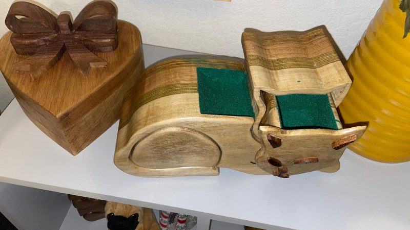 Felix the Guardian: Handcrafted Wooden Box with Customizable Velvet Drawers
