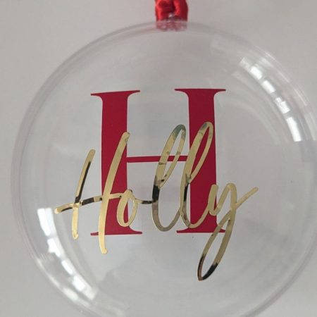 Personalised fillable flat bauble Christmas decoration