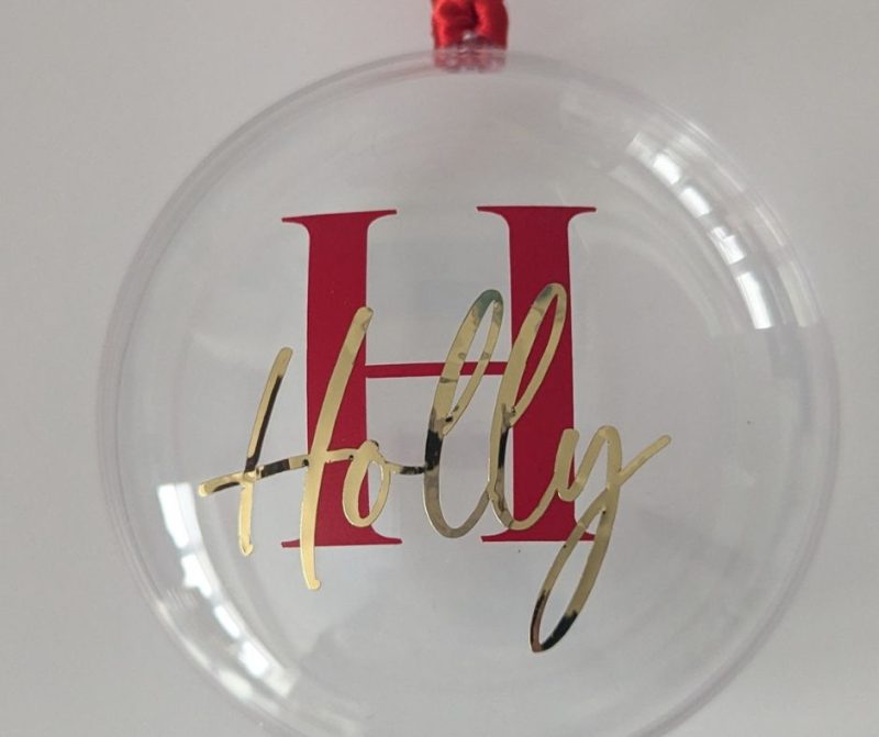 Personalised fillable flat bauble Christmas decoration