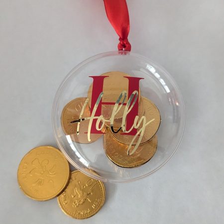 Personalised fillable flat bauble Christmas decoration