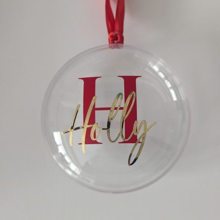 Personalised fillable flat bauble Christmas decoration