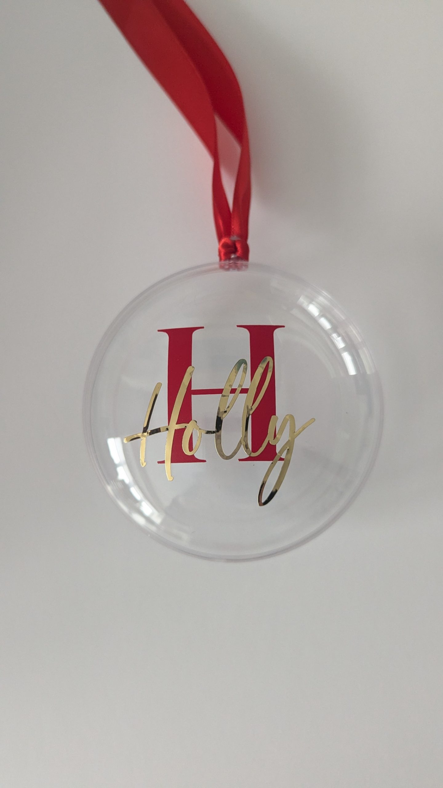 Personalised fillable flat bauble Christmas decoration