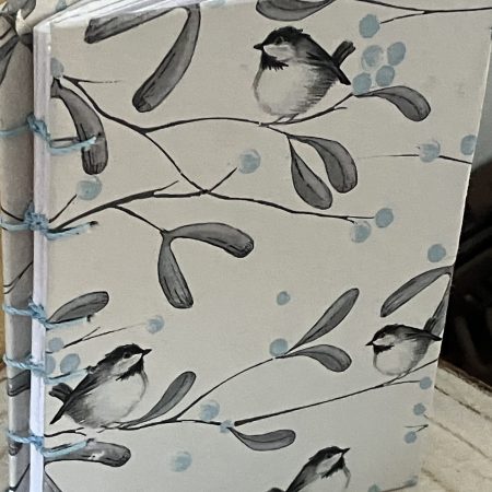 Handmade notebook with robin design.