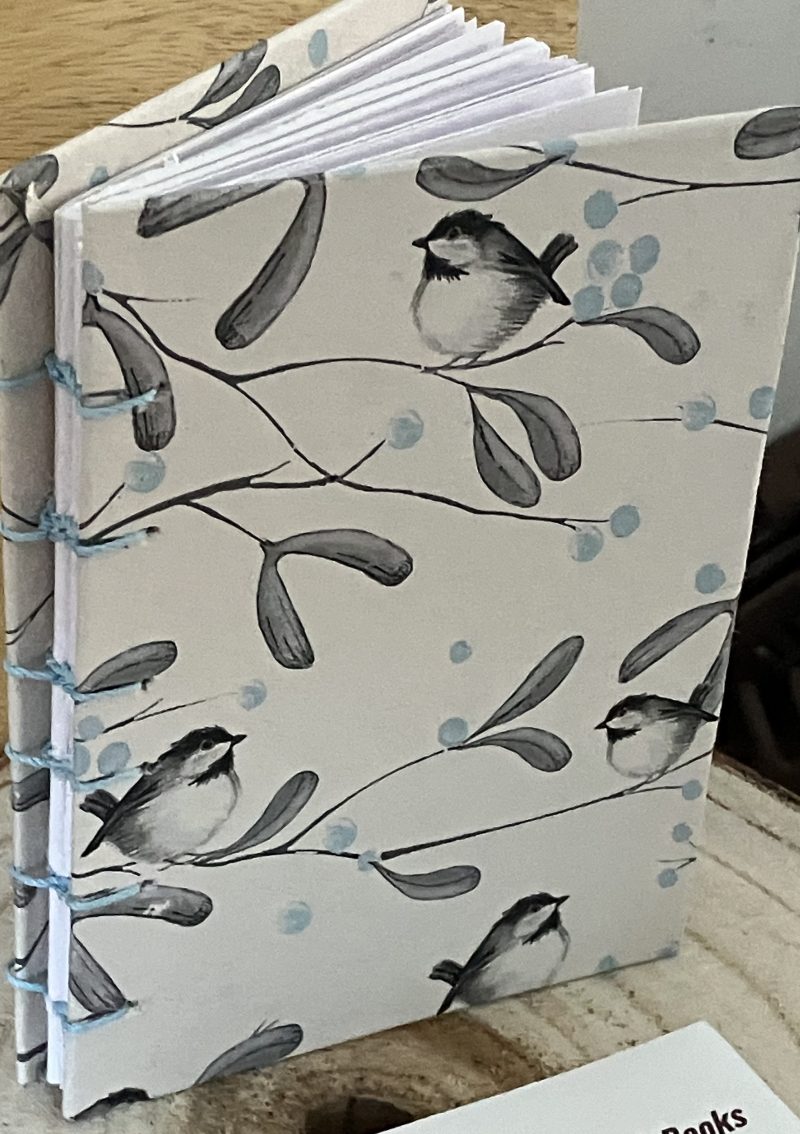 Handmade notebook with robin design.