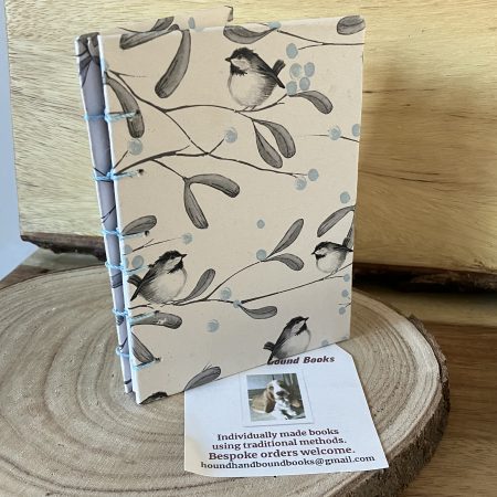 Handmade notebook with robin design.