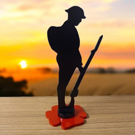 Steel Tommy Soldier & Poppy Statue