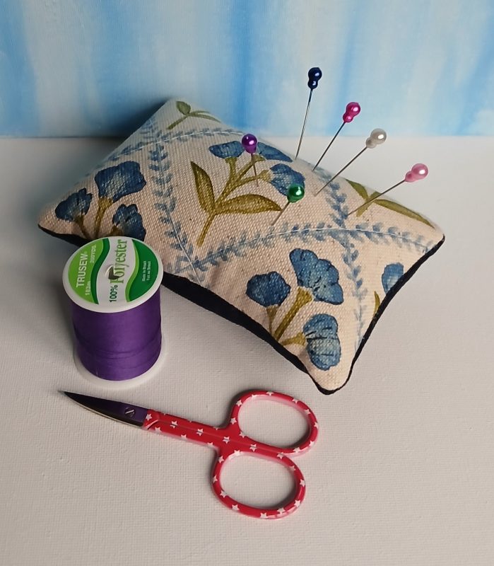 Pretty blue tulip pin cushion