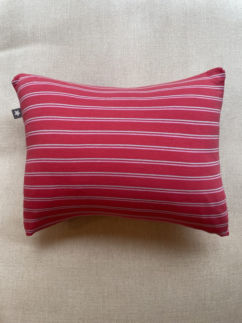 Mini pillow with removable cover ("Salmon Stripes")