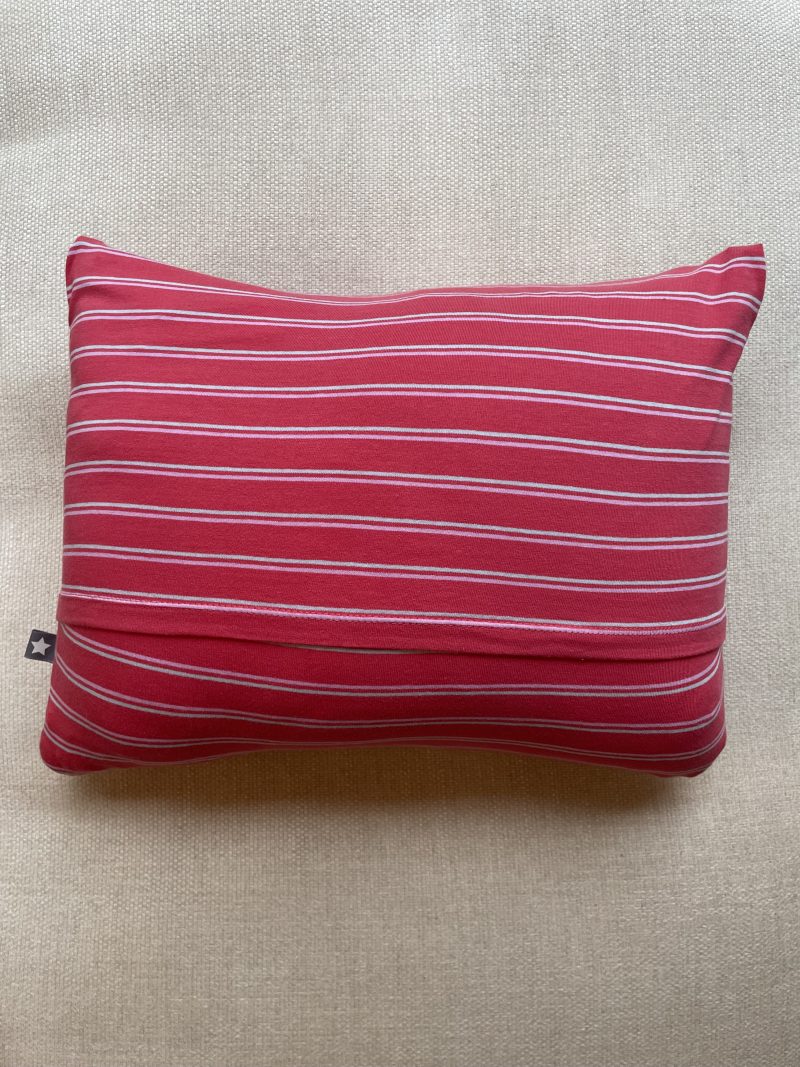 Mini pillow with removable cover ("Salmon Stripes")