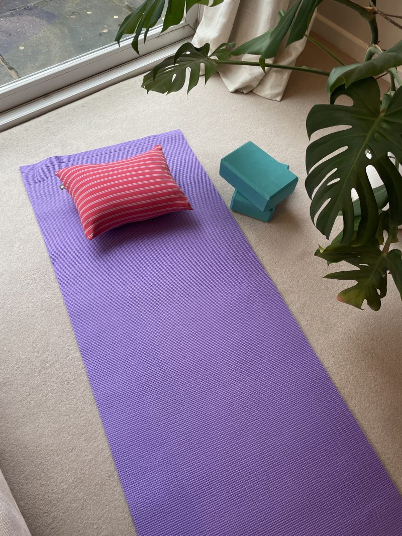 Mini pillow with removable cover ("Salmon Stripes")