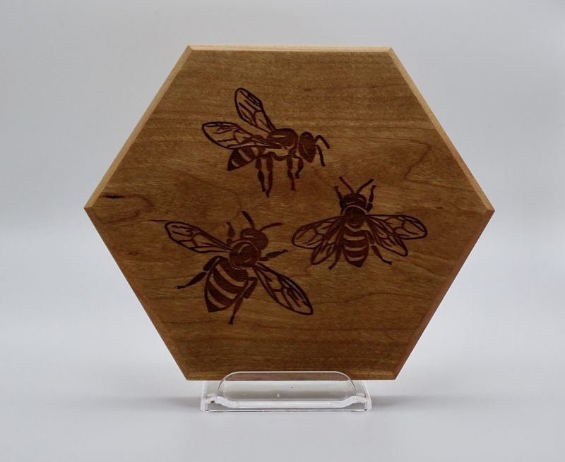 Bees Engraved on Cherrywood