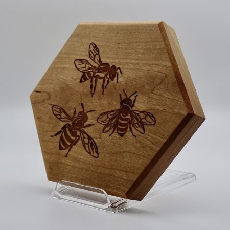 Bees Engraved on Cherrywood