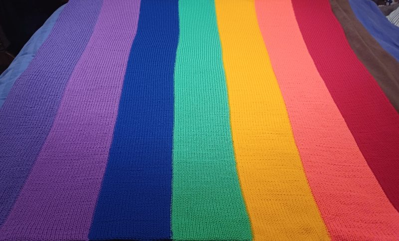 Rainbow Knit Lap Blanket