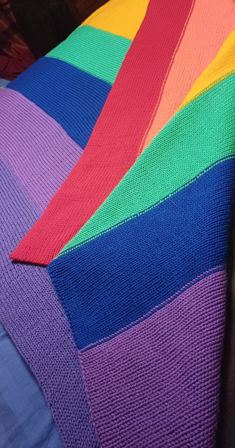 Rainbow Knit Lap Blanket