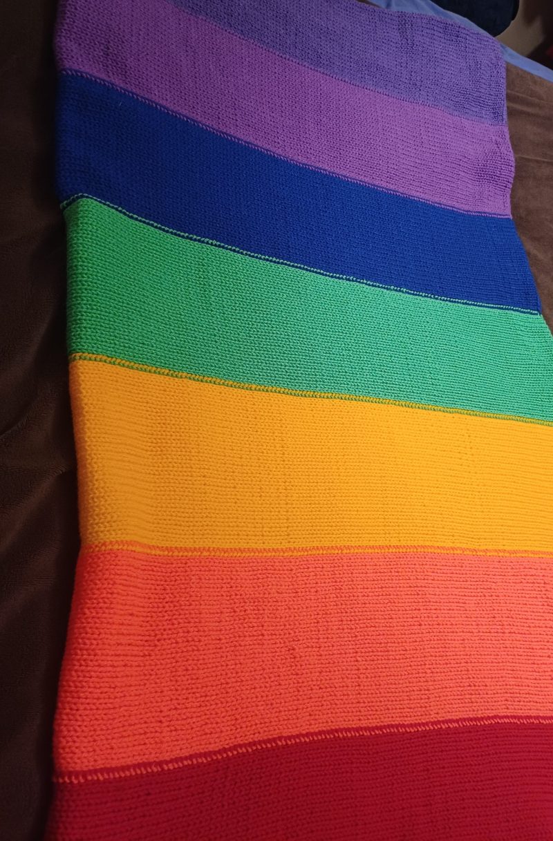 Rainbow Knit Lap Blanket