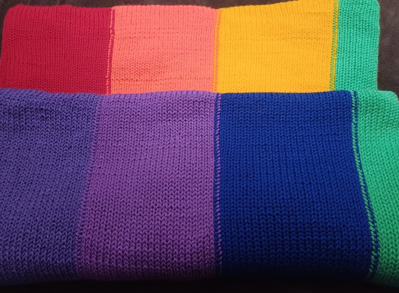 Rainbow Knit Lap Blanket