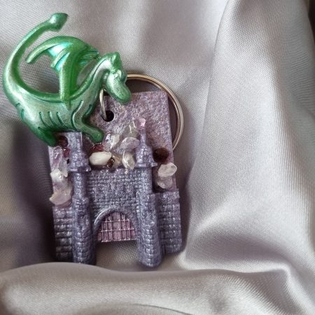 George and the Dragon resin pebble stone pendant with 18 inch stainless steel chain and keyring