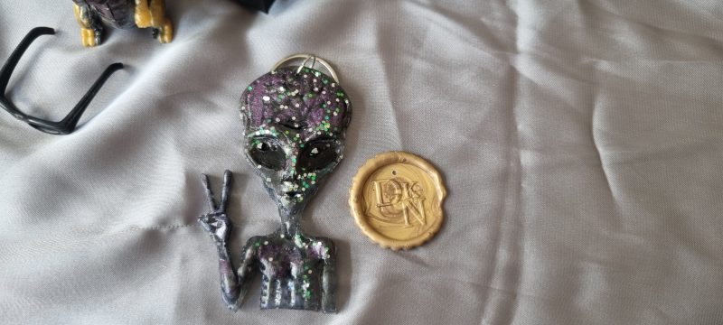 Large Alien resin keyring accessory or ornament