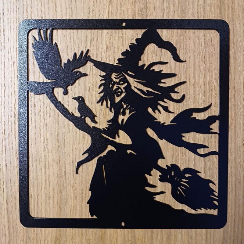 Steel Witch & Broom Plaque