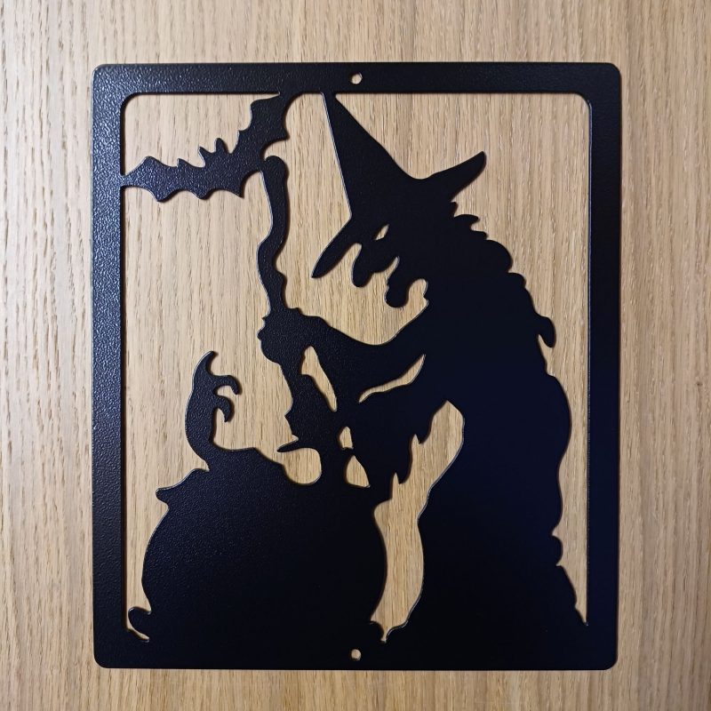Steel Witch & Cauldron Plaque