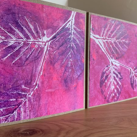 Geli eco print card packs ‘Beech’ in pinks, pack of 3.