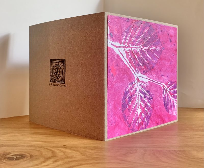 Geli eco print card packs ‘Beech’ in pinks, pack of 3.