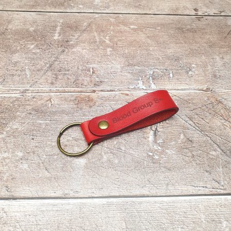 Blood Group Engraved Leather Keychain, Emergency Blood Type Reminder Keyring