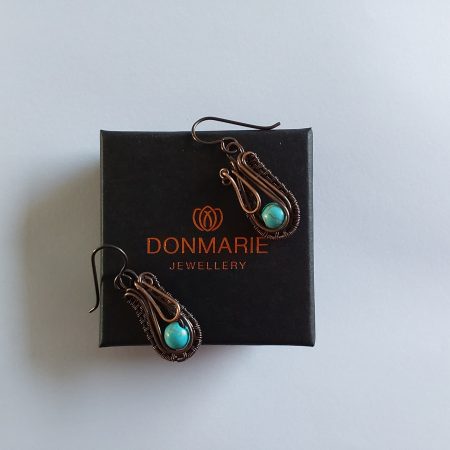 Wire weave Imperial Jasper dangly earrings with Niobium hypoallergenic ear wires and free UK postage