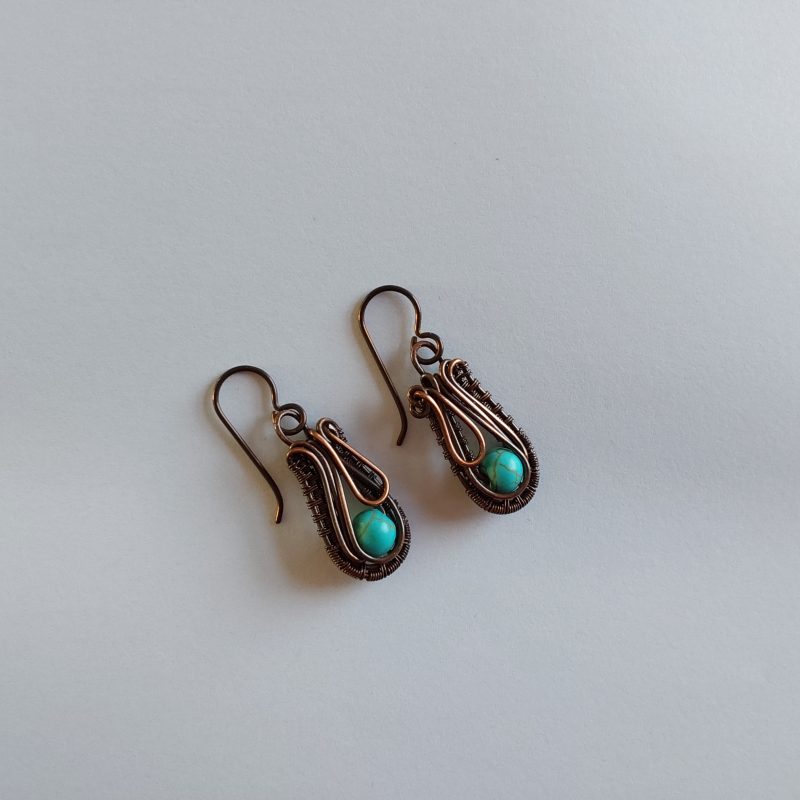 Wire weave Imperial Jasper dangly earrings with Niobium hypoallergenic ear wires and free UK postage