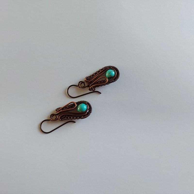 Wire weave Imperial Jasper dangly earrings with Niobium hypoallergenic ear wires and free UK postage