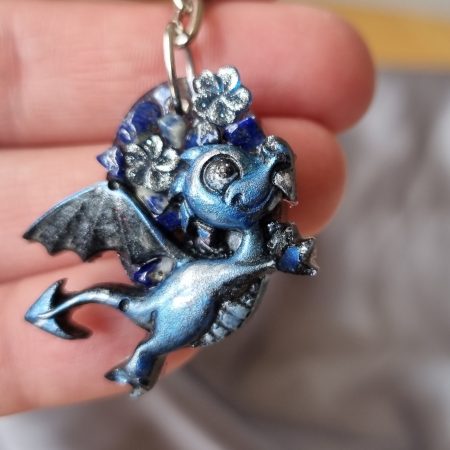 Resin animal flower keyring or pendants, hand painted with gems