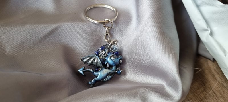 Resin animal flower keyring or pendants, hand painted with gems