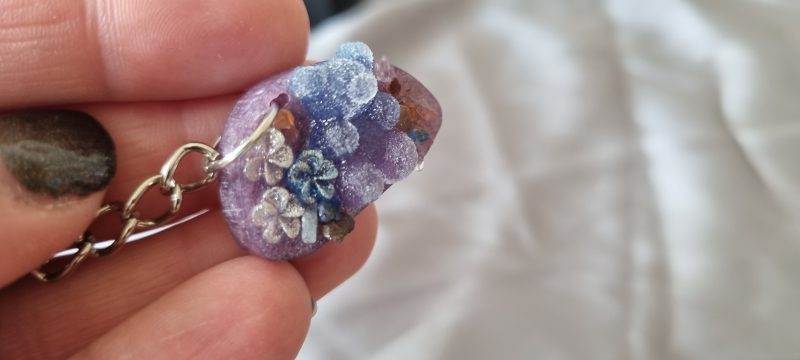 Resin animal flower keyring or pendants, hand painted with gems