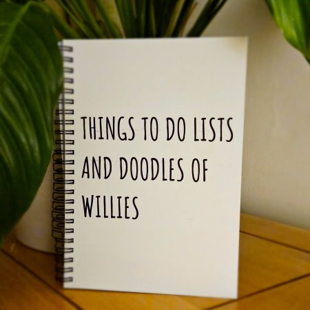 Things to do lists and doodles of willies notebook