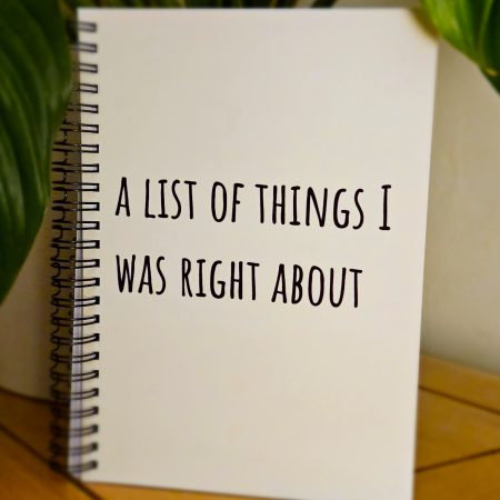 A5 ring bound funny notebook - A list of things I was right about