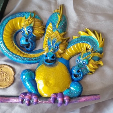 Resin three headed dragon called 'Bungling'