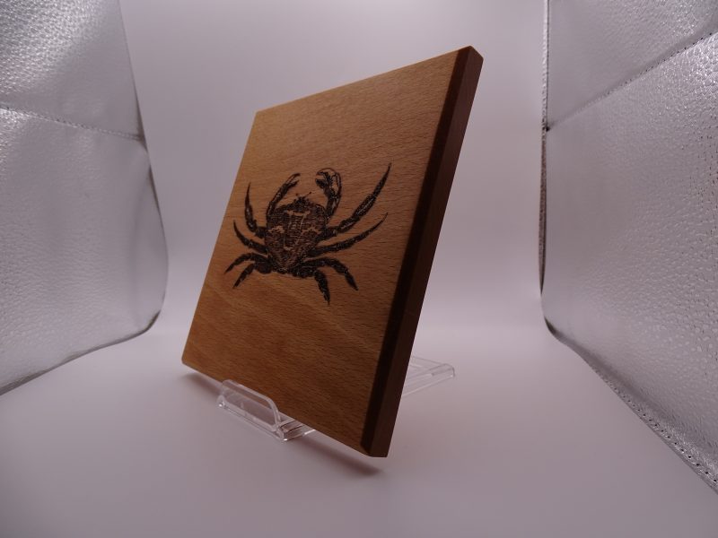 Crab Engraved on Beech Wall Hanging