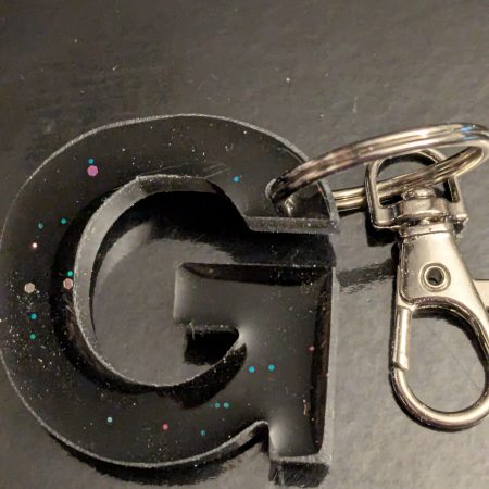 Black glitter alphabet keyring