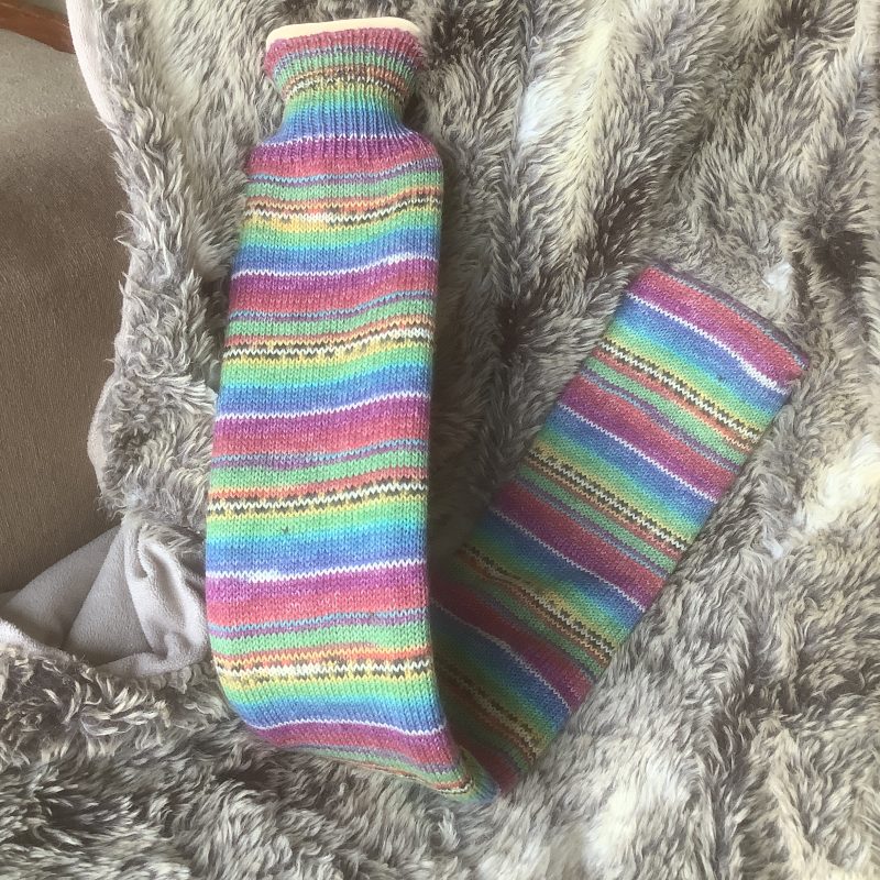 Extra long hot water bottle with hand crafted cover ( Charlie)