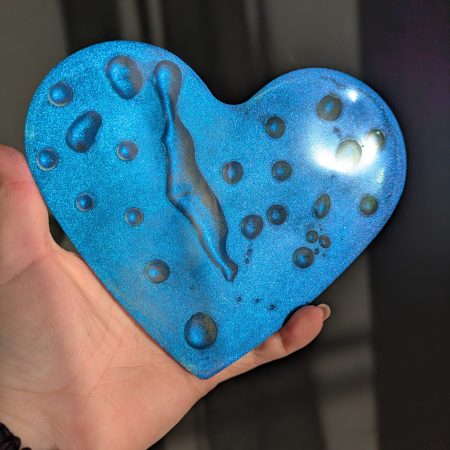 Blue shimmer rain drop heart