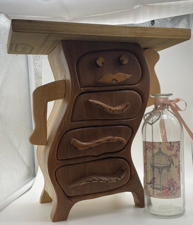 Smiling Box – Organizer Artigianale in Legno di Noce e Tulipwood