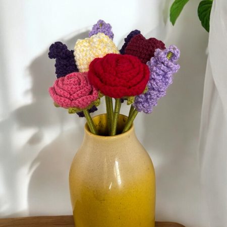 Crochet Flower Bouquet | Roses, Tulips and Lavender