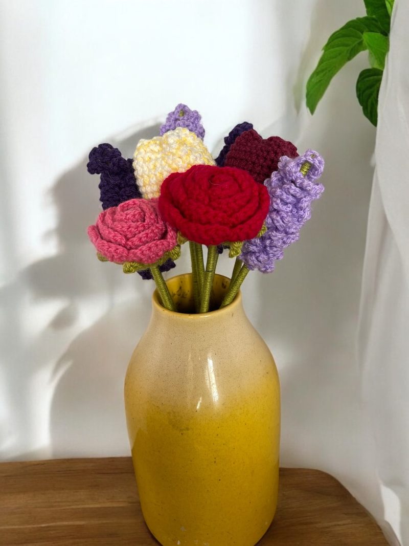 Crochet Flower Bouquet | Roses, Tulips and Lavender