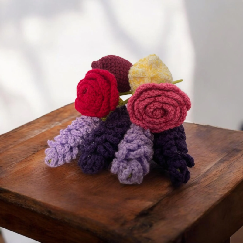 Crochet Flower Bouquet | Roses, Tulips and Lavender
