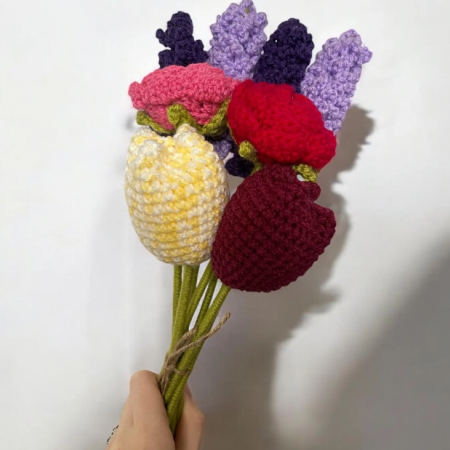 Crochet Flower Bouquet | Roses, Tulips and Lavender
