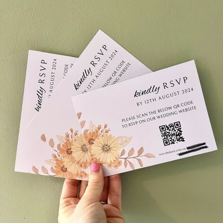Orange Autumn Floral RSVP Cards
