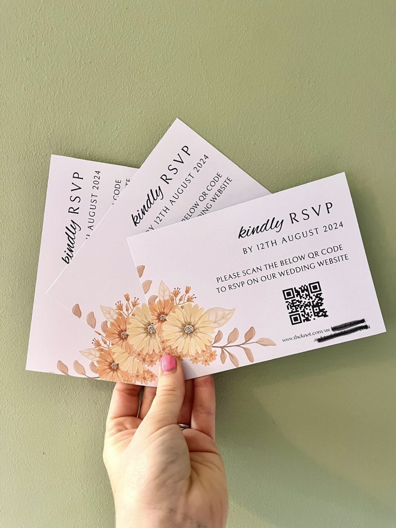 Orange Autumn Floral RSVP Cards