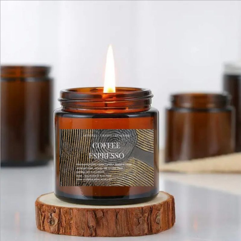 Artwork Soy Candle In Amber Glass Jar