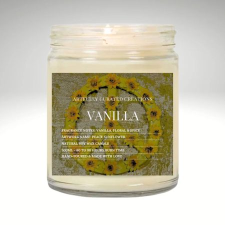 Artwork Soy Candle In Clear Glass Jar With Gold Lid